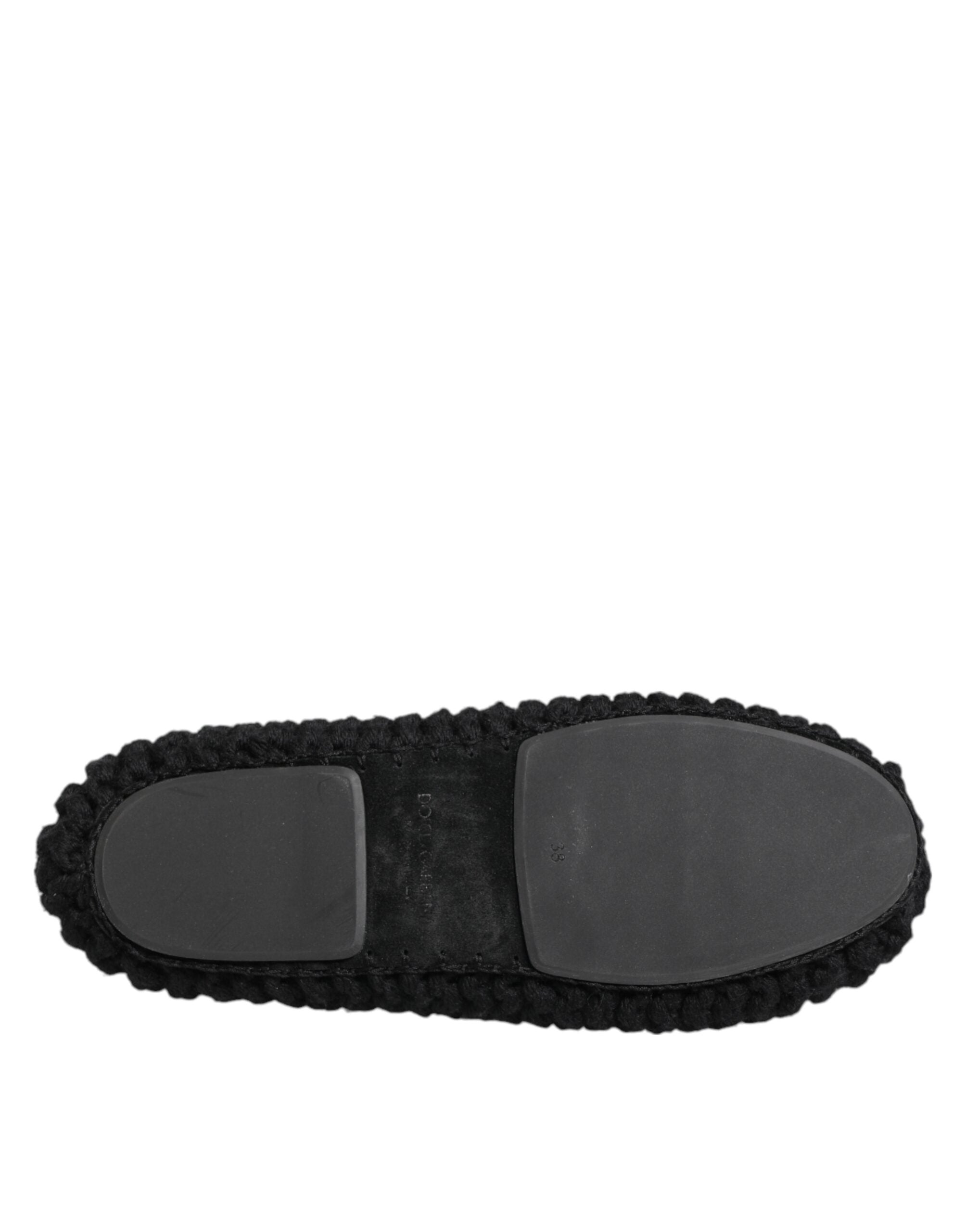 Dolce & Gabbana Siyah Yün Örgü Slip-On Balerin Ayakkabı